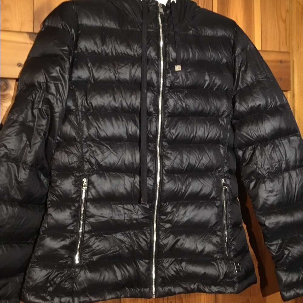 CALVIN KLEIN Packable Lightweight hooded Down Nylon Jacket~Small~Black~Pre-owned